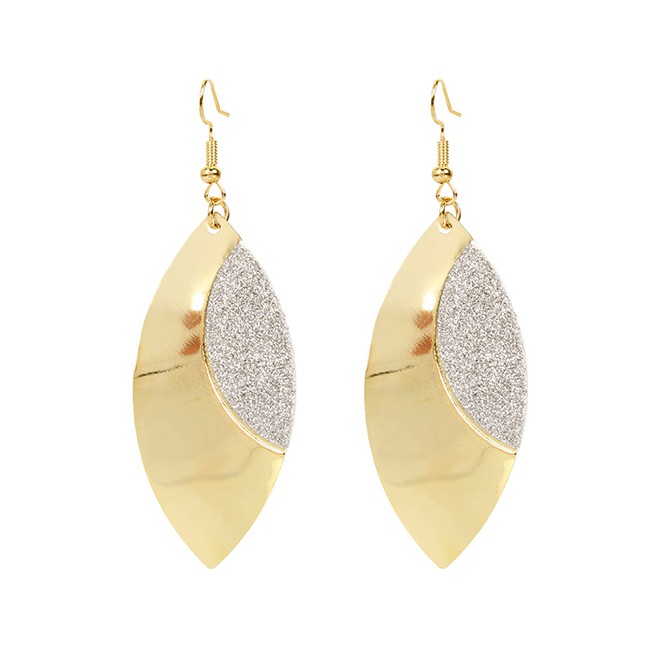 LRC Anting Tusuk Fashion Golden Leaf Alloy Frosted Earrings K44346