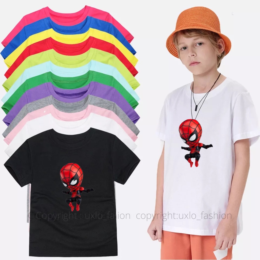 BAJU KAOS ANAK LAKI LAKI MURAH UMUR 1 2 3 4 5 6 7 8 9 TAHUN MOTIF SUPERHERO SPIDERMAN JUNIOR UXLO FASHION