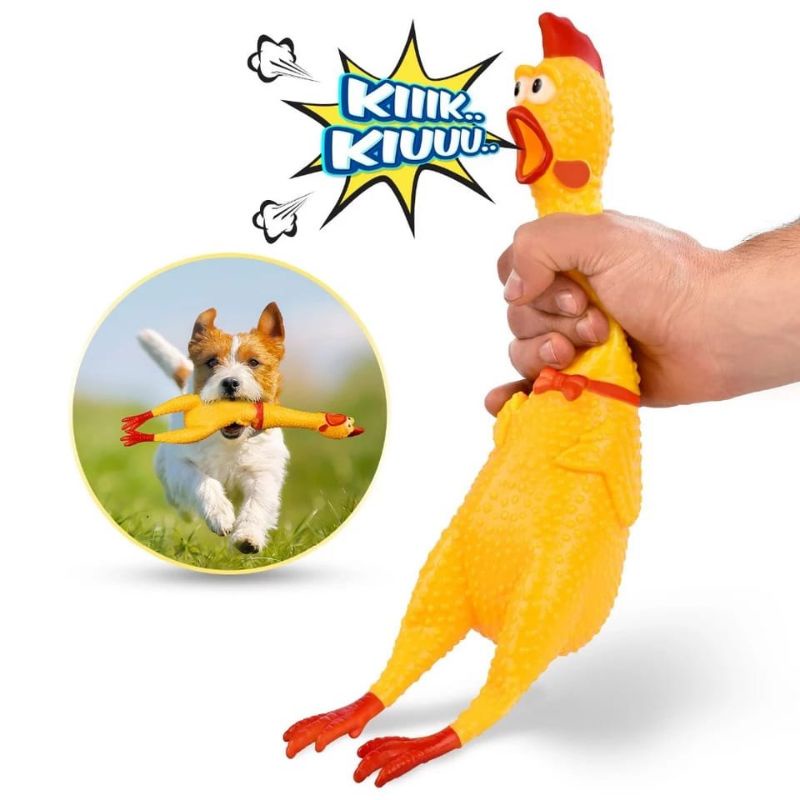 HOKKITERUS21 Mainan AYAM TERIAK pencet bersuara bunyi karet shrilling screaming chicken toys kucing