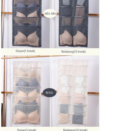 ❃ GH-224 Gantungan Pakaian Dalam Dua Sisi Serbaguna Untuk Underware Kaos - Abu-abu, 15 kotak ♤