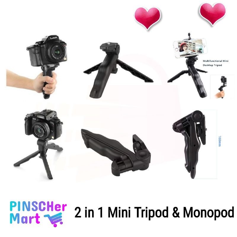 Mini Tripod &amp; Monopod 2in1 Lipat Portable for DSLR GoPro Smartphone HP