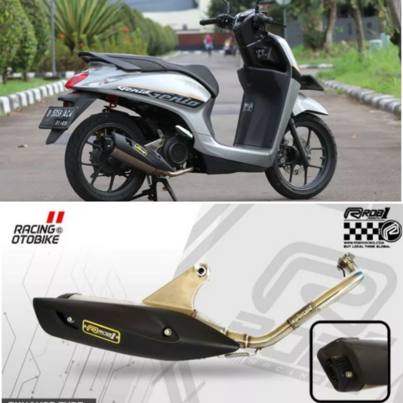 Knalpot Rob1 Genio RCB1 Honda Genio  Beat Street Beat  Scoopy 2020 2021 Tipe Cup V Standar Racing Or
