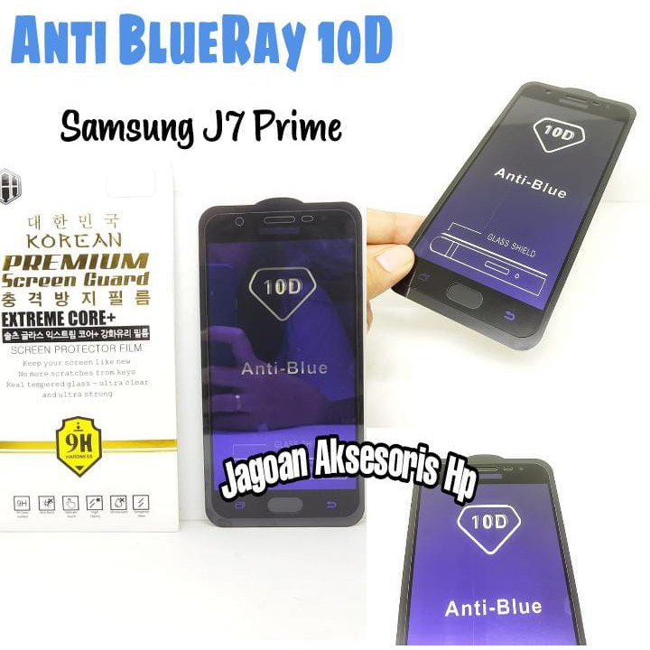 KOREAN Blue Ray 10D Samsung J7 Prime G610F 5.5 inchi Tempered Glass FULL GLUE ANTI RADIASI