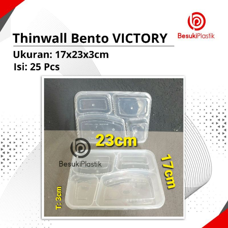 Thinwall Bento VICTORY / Mika Bento Bening / Thinwal Bento Sekat 4 / Box Bento Bening