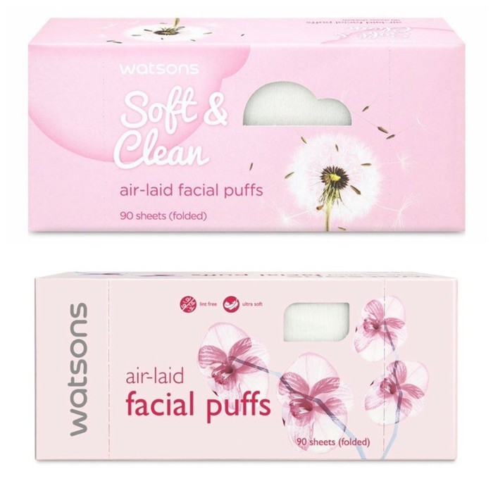 Watsons Facial Puffs Air Laid 90sheets 90pcs / Kapas Wajah Puff