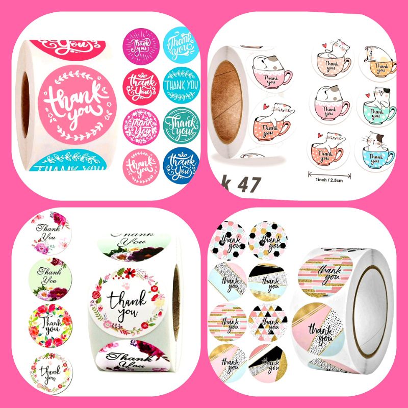 

1 ROLL (500 PCS) STICKER LABEL THANKYOU/STIKER PACKING SOUVENIR