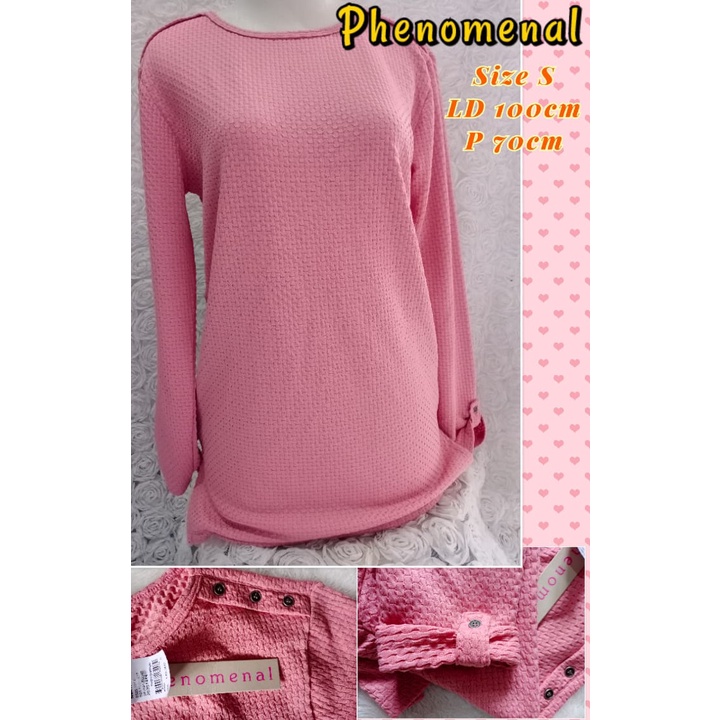 Phenomenal size S original kaos lengan panjang pink merah muda atasan tshirt reguler brand matahari 