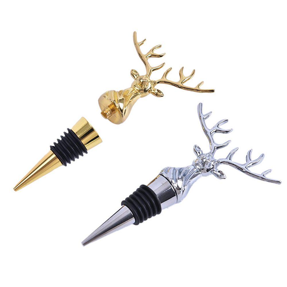 Solighter Deer Stag Head Wine Beer Stoppers Reusable Plug Sealer Bebas Bocor Memopa Kesegaran Stainless Steel