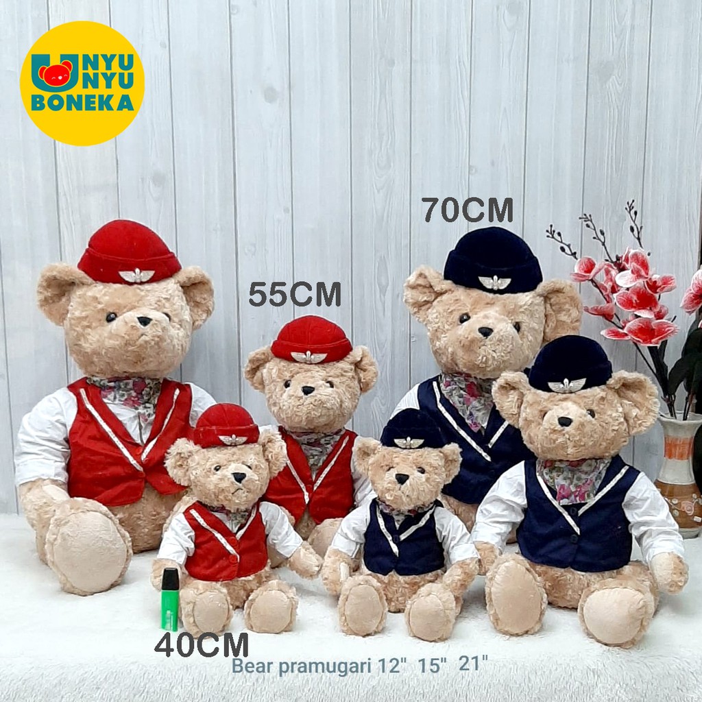 Boneka Teddy Bear Pramugari 40CM Impor Kado Ultah