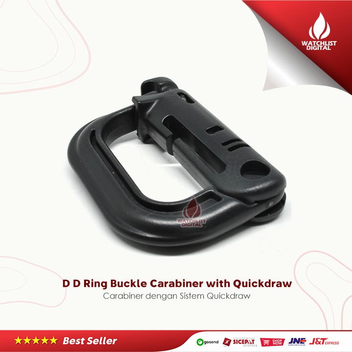 Mall D D Ring Buckle Carabiner with Quickdraw - K307 - Black