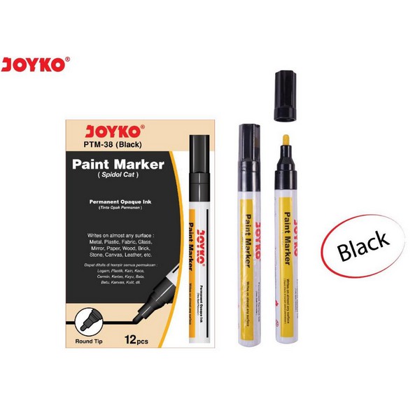 Paint Marker BLACK Hitam Spidol Cat Permanent Joyko PTM-38
