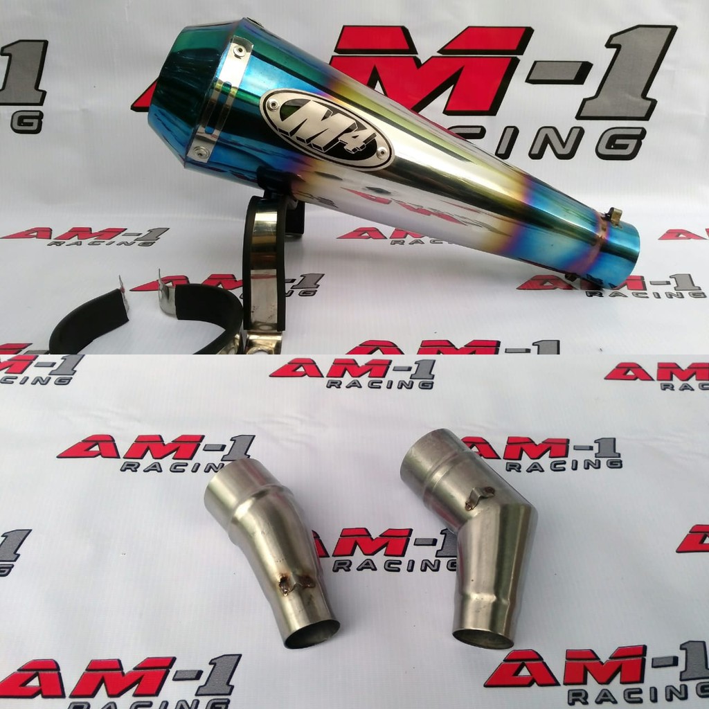 Knalpot Racing M4 Biru Slip On Ninja 250fi Ninja250 Ninja 250 Fi Karbu SL Mono