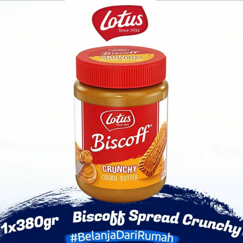 

READY STOCK LOTUS BISCOFF SPREAD CRUNCHY 380 GRAM UKURAN BESAR RASA KARAMEL