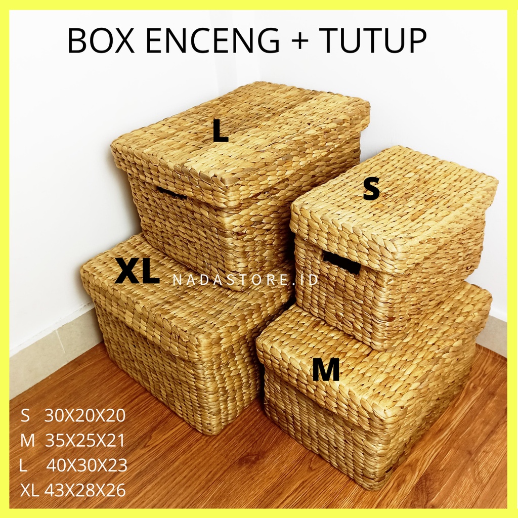 Natural Woven Hyacinth Storage Organizer Basket With Cover / box tutup / keranjang anyaman enceng