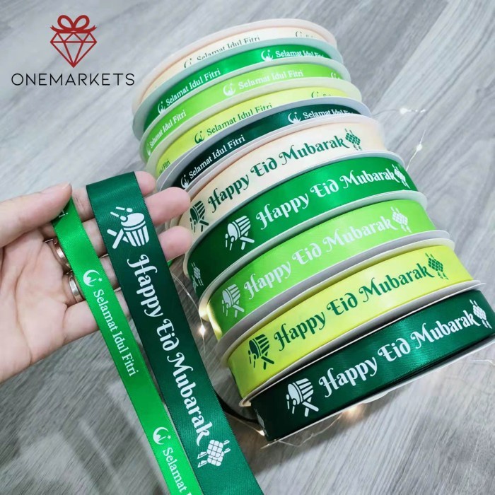 

5METER Pita Ramadhan/ Ribbon Eid Mubarak 2.5cm/ Pita Idul Fitri 1.3cm