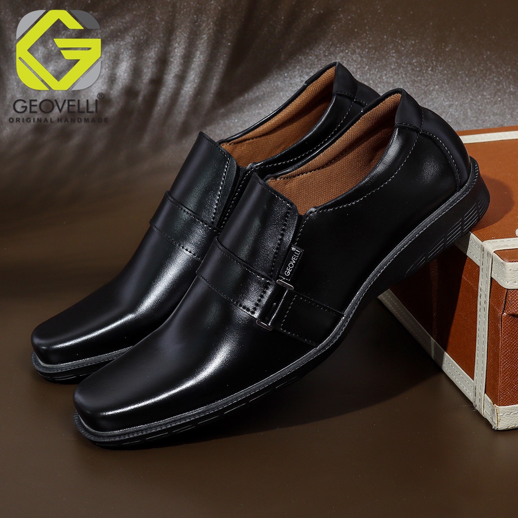 [ GEOVELLI ] Sepatu Kerja Pria Kasual Formal Semi Pantofel Kantoran Pesta Fashion Gaya Elegan BIG SIZE 39-45