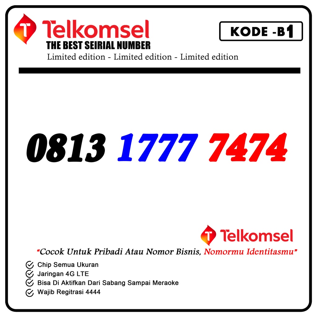 Kartu Perdana Nomor Cantik Telkomsel Simpati Seri kuarted 1111 Murah