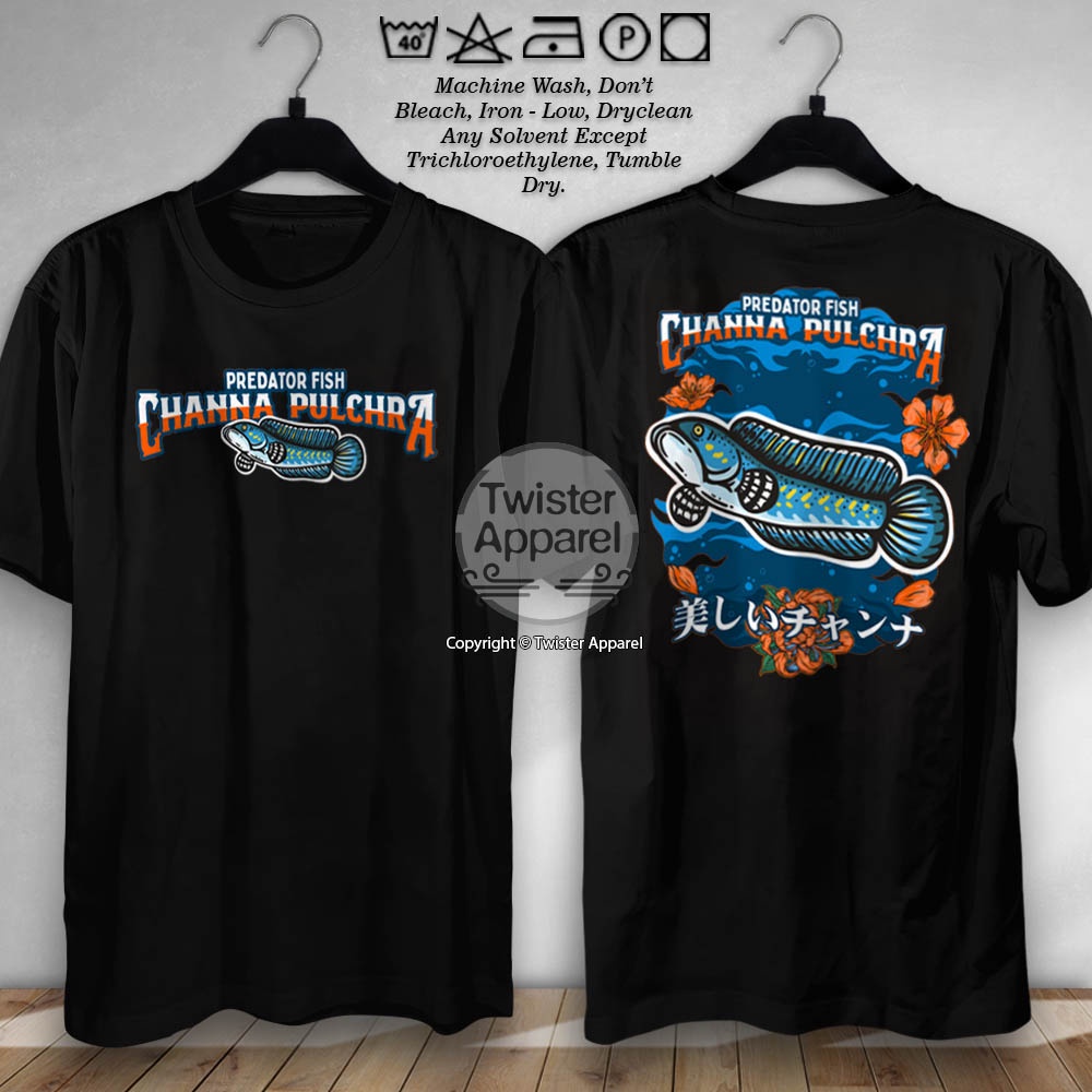 Kaos Channa Pulchra Predator Fish Baju Pecinta Ikan Hias Chana Keeper Aquascaper Indonesia Mancing M
