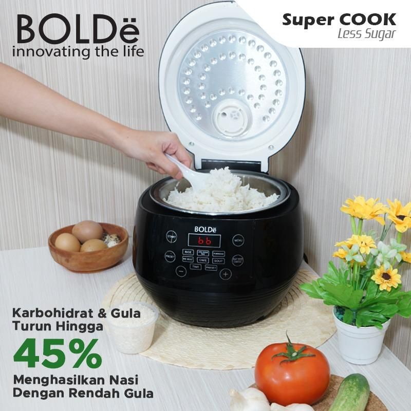 BOLDe Rice Cooker Magic Com Digital Bolde Super Cook Less Sugar low carbo Kapasitas 1L 1 Liter Black Edition Magicom Rice cooker BOLDe Super Cook Less Sugar