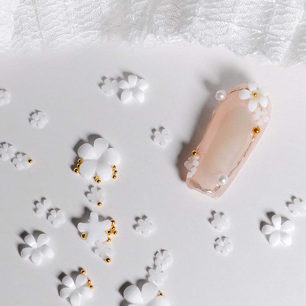 Mxbeauty Ornamen Bunga Putih Pink Mini 3d Bahan Resin Untuk Dekorasi Nail Art