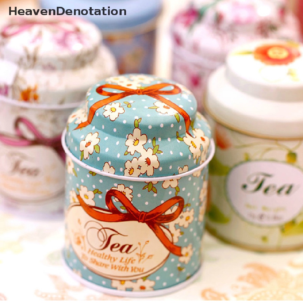 (Heavendenotation) Toples Penyimpanan Permen / Gula / Kopi / Teh Bahan Metal Motif Bunga