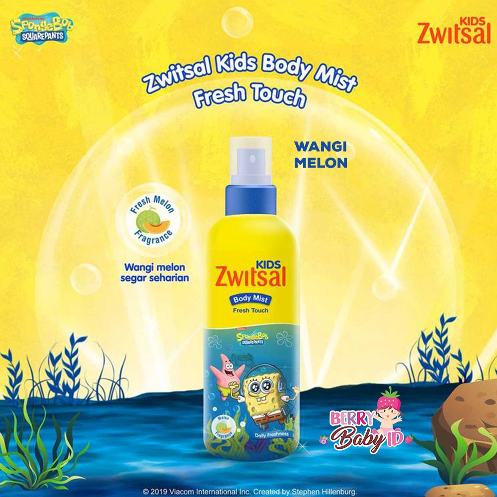 Zwitsal Kids Body Mist Anak Spongebob Blue Fresh Touch Pink Soft Touch Berry Mart