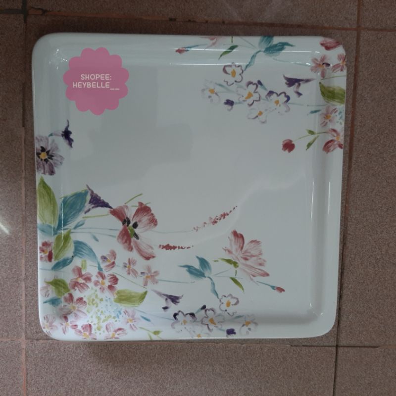 SQUARE PLATE FLOWER GARDEN 30CM /PIRING SAJI / PIRING BESAR/PIRING KOTAK/PIRING SHABBY