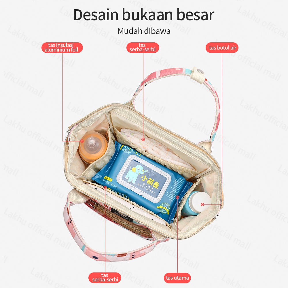 Lakhu tas air tas cooler tas botol susu bayi diaper cooler bag tas bayi multifungsi tahan air