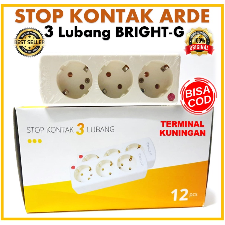 Stop Kontak 3 Lubang BRIGHT-G BG-813L Stop Contact Sk Arde