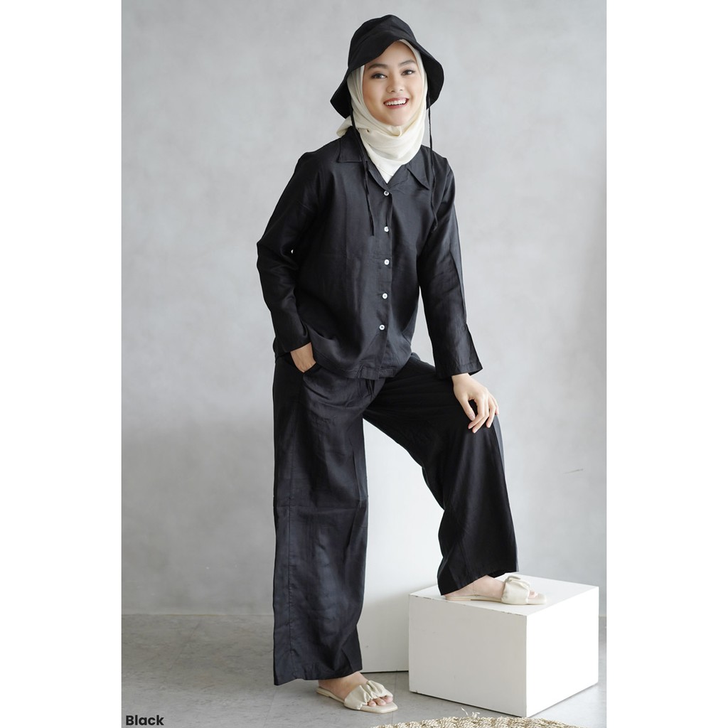 [FREE BUCKET HAT] Marina Longsleeve Set Rayon Premium pakaian wanita set