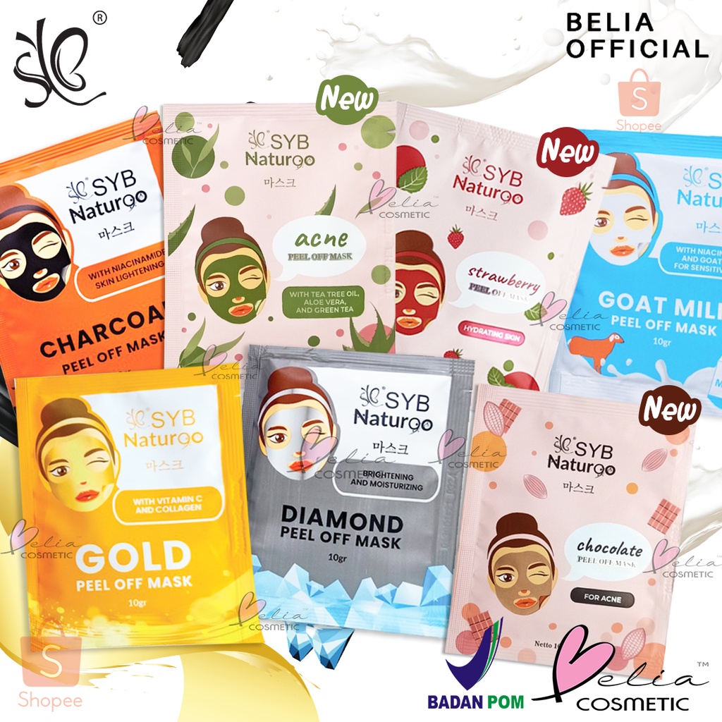 ❤ BELIA ❤ SYB NATUR90 Peel Off Mask Goat milk | Diamond | Gold | Charcoal Naturgo | Acne Jerawat Masker Wajah (✔BPOM) 10gr