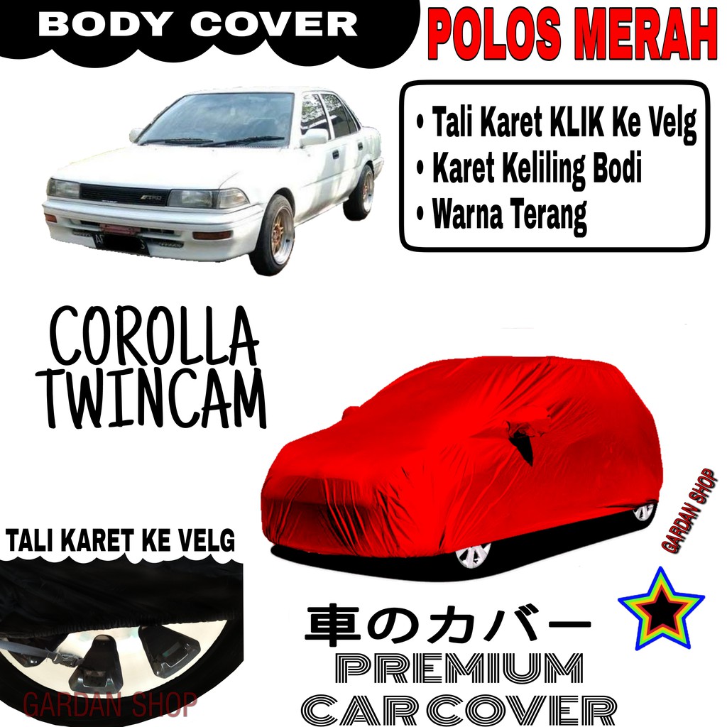 Sarung Mobil COROLLA TWINCAM Polos MERAH Body Cover Penutup Body Corolla PREMIUM