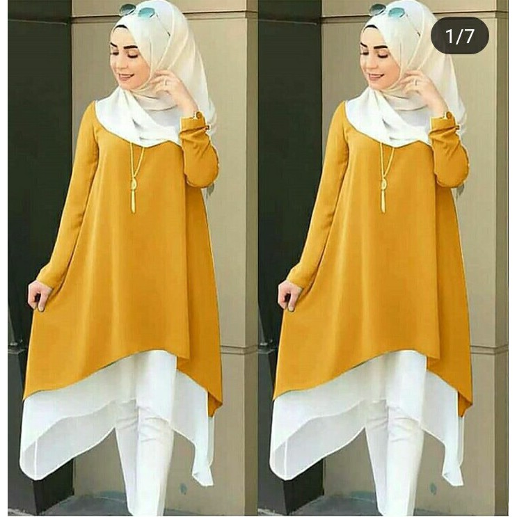 KALITA TUNIK Wolfice Baju Tunik Panjang Kancing Hidup Baju Atasan Wanita Busui Modern Terbaru