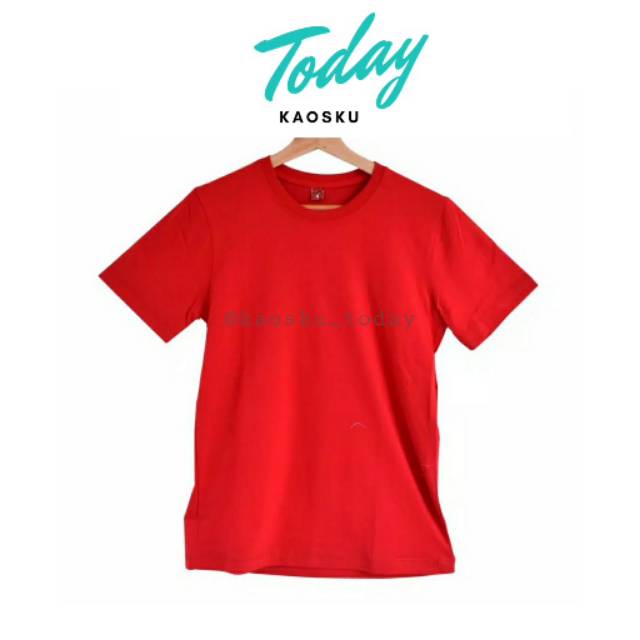 KAOS POLOS MERAH PREMIUM COTTON COMBED 30s UNISEX PRIA WANITA LENGAN PENDEK DAN PANJANG