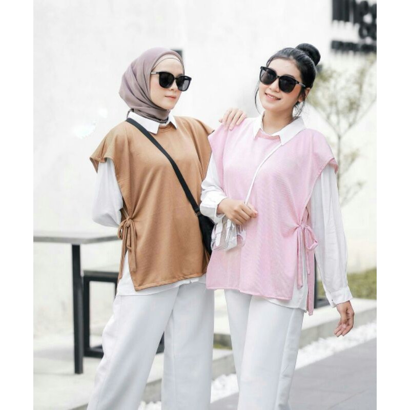 Maudi Blouse Set Kemaja dan Rompi / bisa COD / blouse atasan / baju wanita / blouse wanita