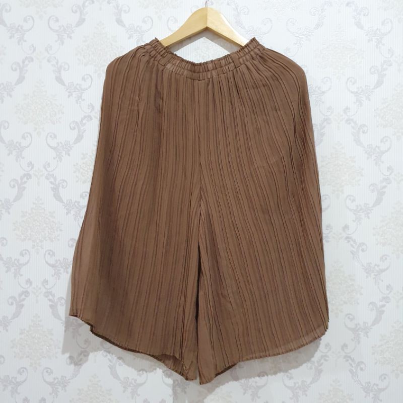 Woman Cullote Pants Brown 7/8 / Celana Kulot Wanita Plisket Coklat