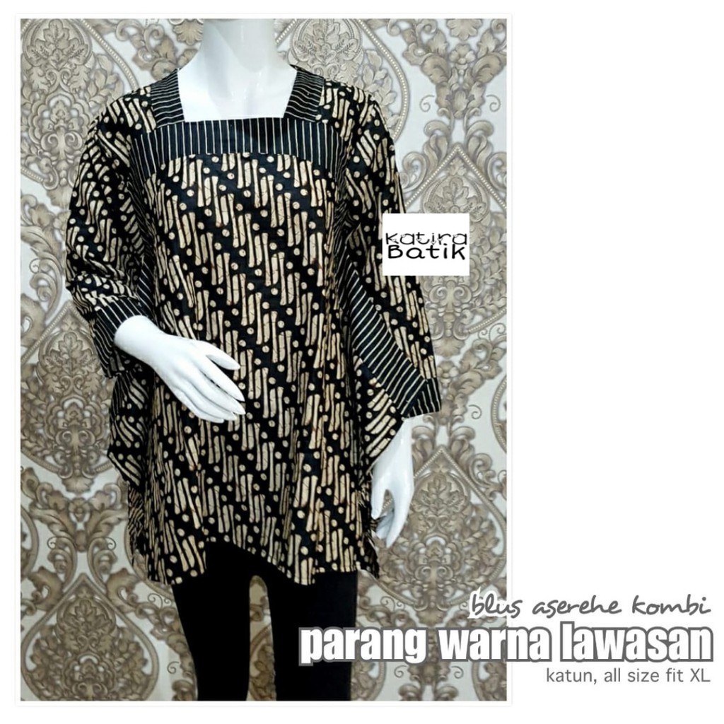 BLUS ASEREHE KOMBI PARANG WARNA LAWASAN BLUS BATIK CEWEK BLOUSE BATIK WANITA SERAGAM BATIK KERJA