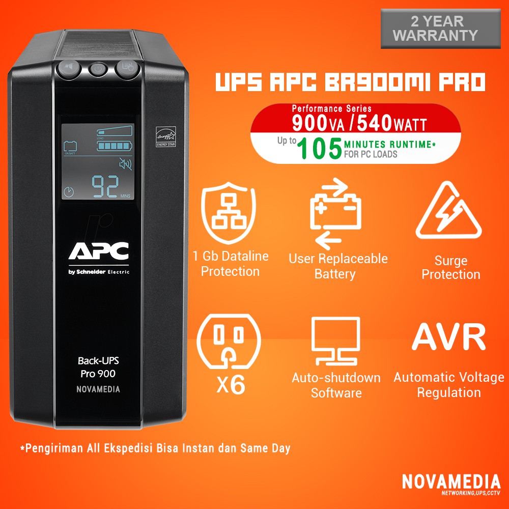 UPS APC PRO BR900MI 900VA 540WATT LCD INTERFACE