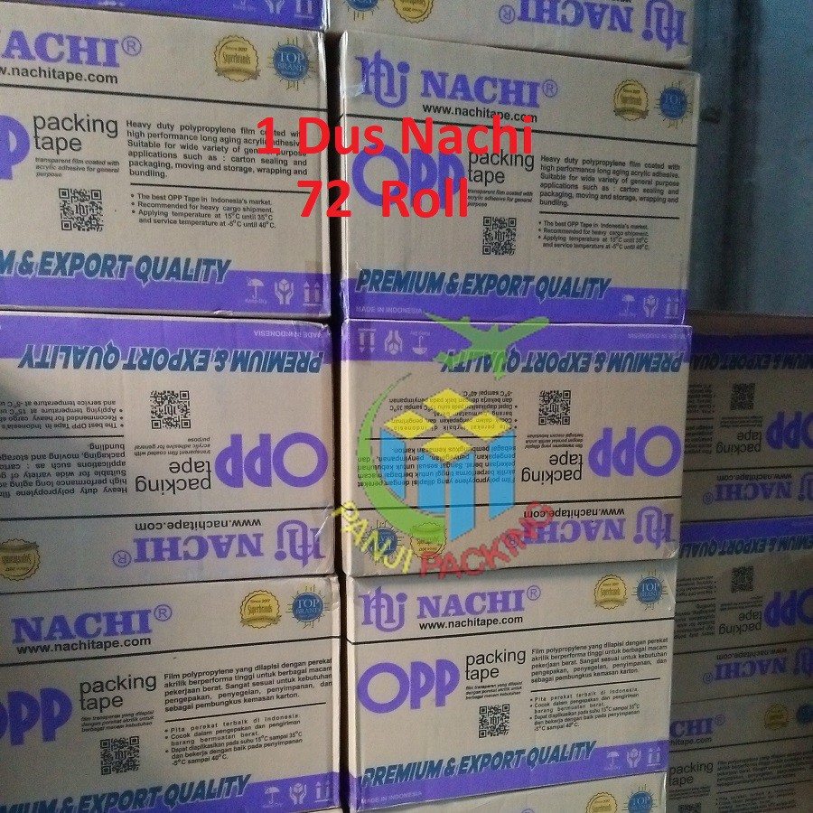 

Lakban OPP Nachi tape 2 Inch Bening Coklat 1 DUS 72 ROLL Bandung