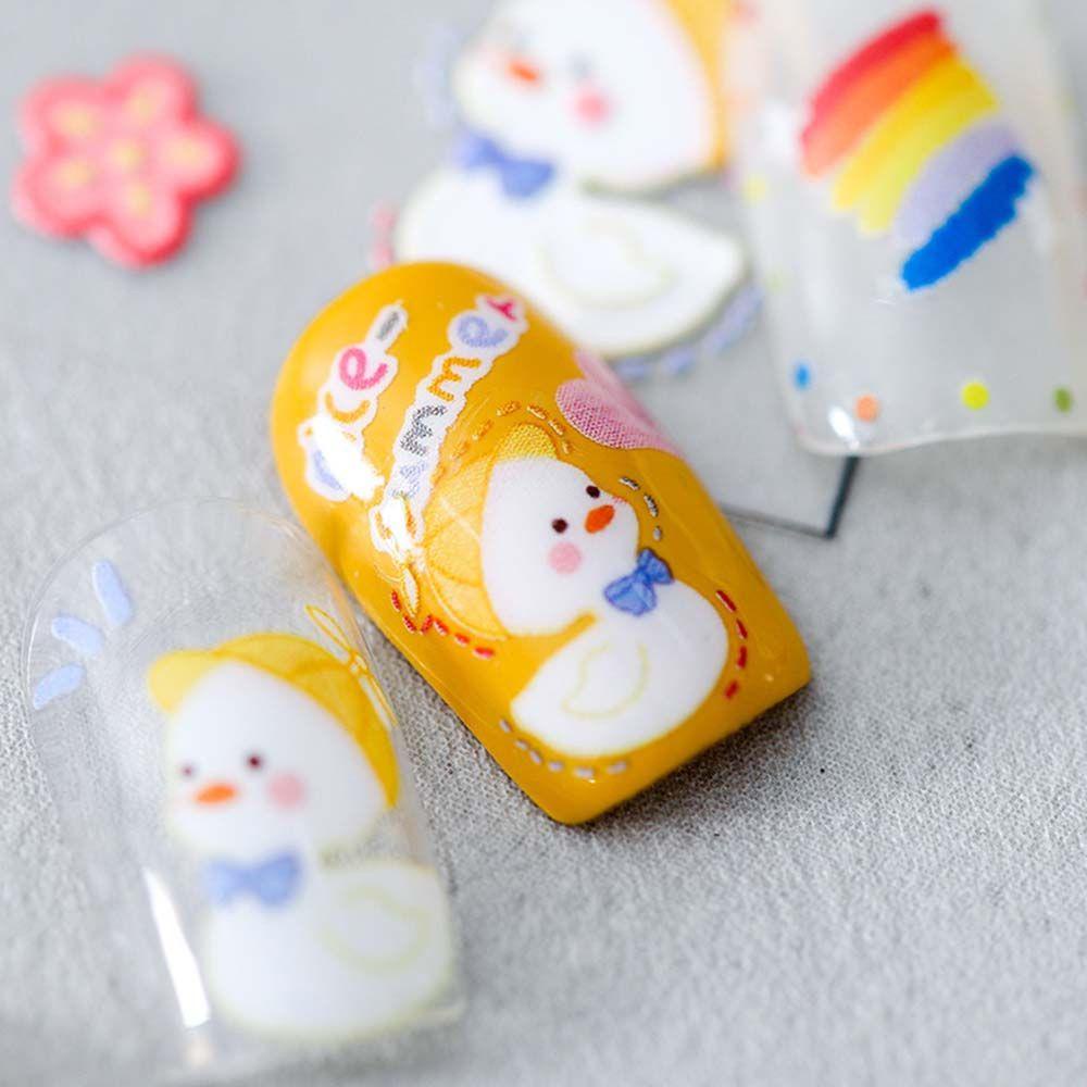 Agustina Nail Art Stiker Warna Jepang Decal Hewan Bebek Anjing DIY Nail Decals
