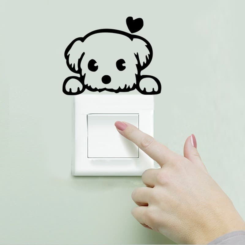 Sticker Wallpaper Dinding Love Dog - Black