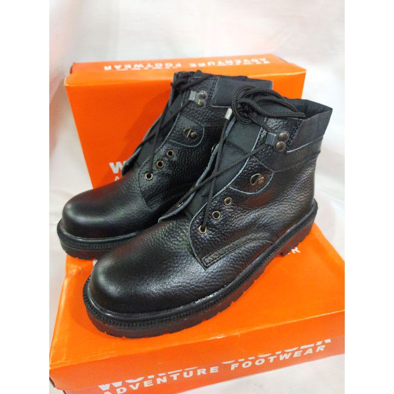 Sepatu safety kulit asli pria boots/sepatu Septi ujung besi original