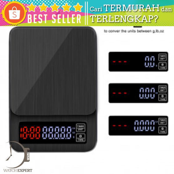 Taffware Digipounds Timbangan Dapur Mini Digital Coffee Scale LCD 3000g 0.1g - TSC3 - Black