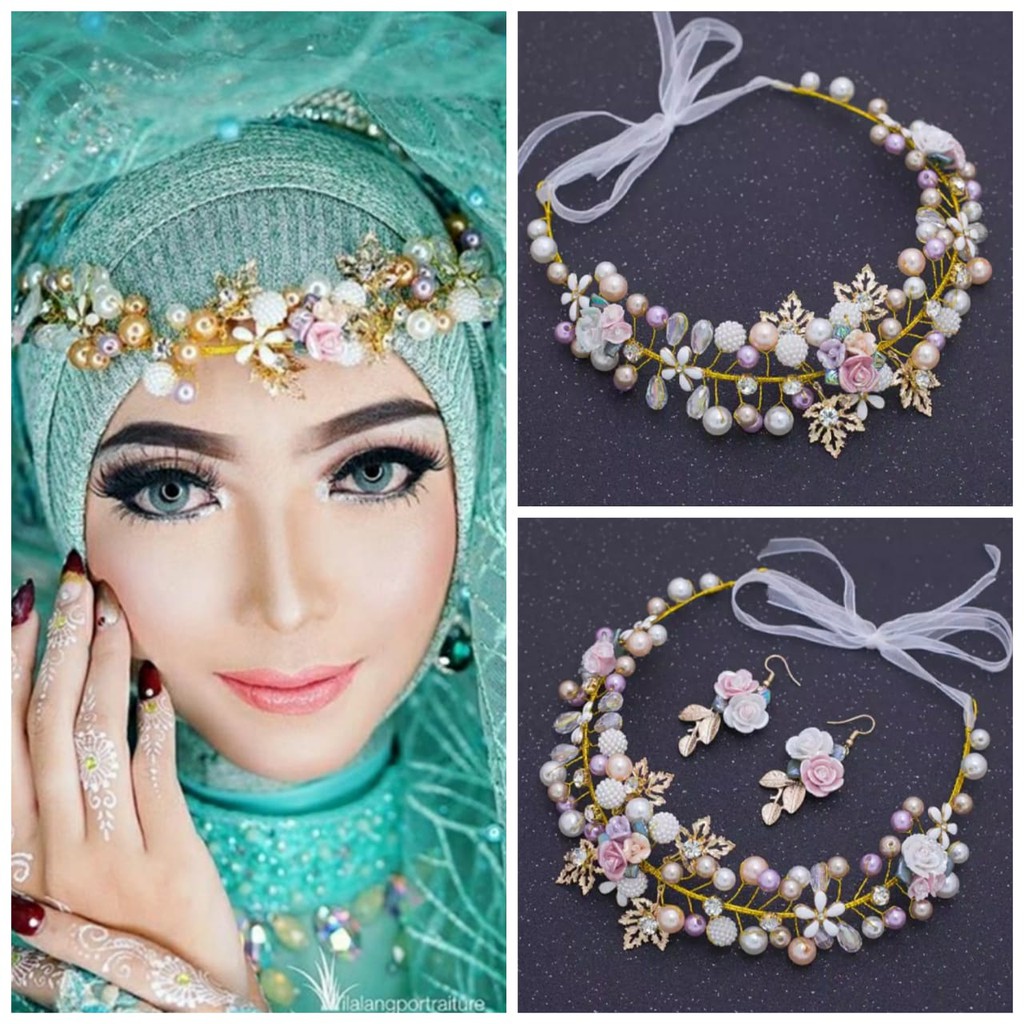 Rainbow Mahkota &amp; Anting Bunga - Headpiece Aksesories Rambut / Kepala - Mahkota Elegan