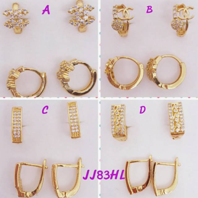 Anting jepit ♡TIN-6♡ permata lapis mas