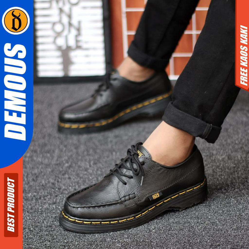 DEMOUS KILUA  - Sepatu Docmart Low Boots Formal Pantofel Kerja Casual Hitam Pria