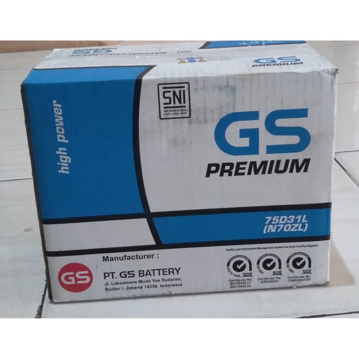 Aki Accu Basah Mobil GS Premium Astra N70ZL 75D31L 12V-75AH Original
