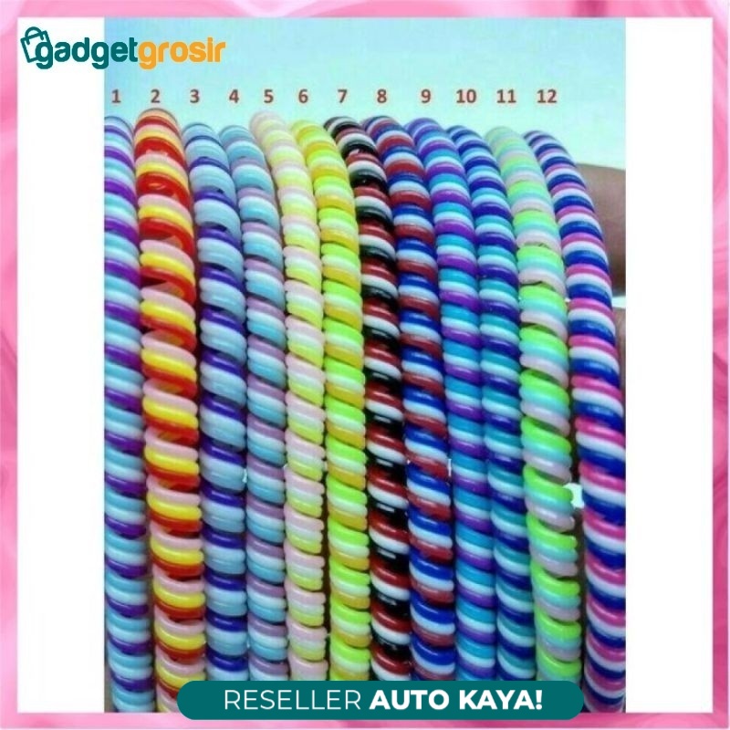 Pelindung Kabel charger hp laptop tablet spiral 3 warna cable protector universal isi 100 pcs