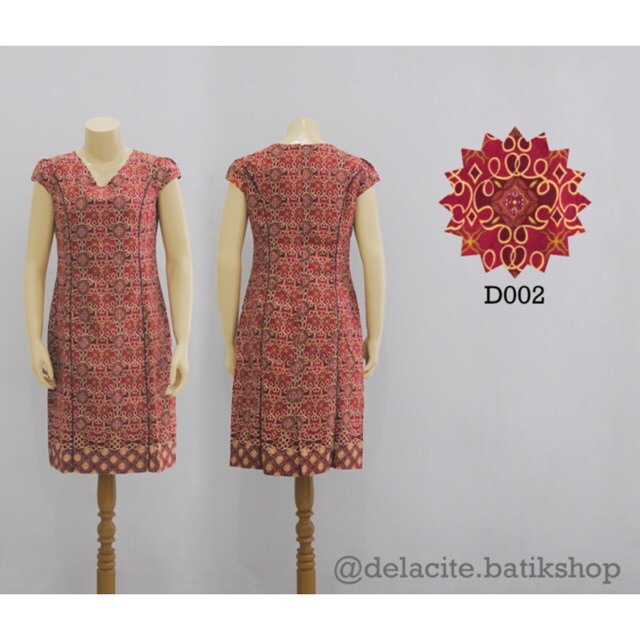 Batik Dress Atasan Wanita (Red Maroon Merah Tua)