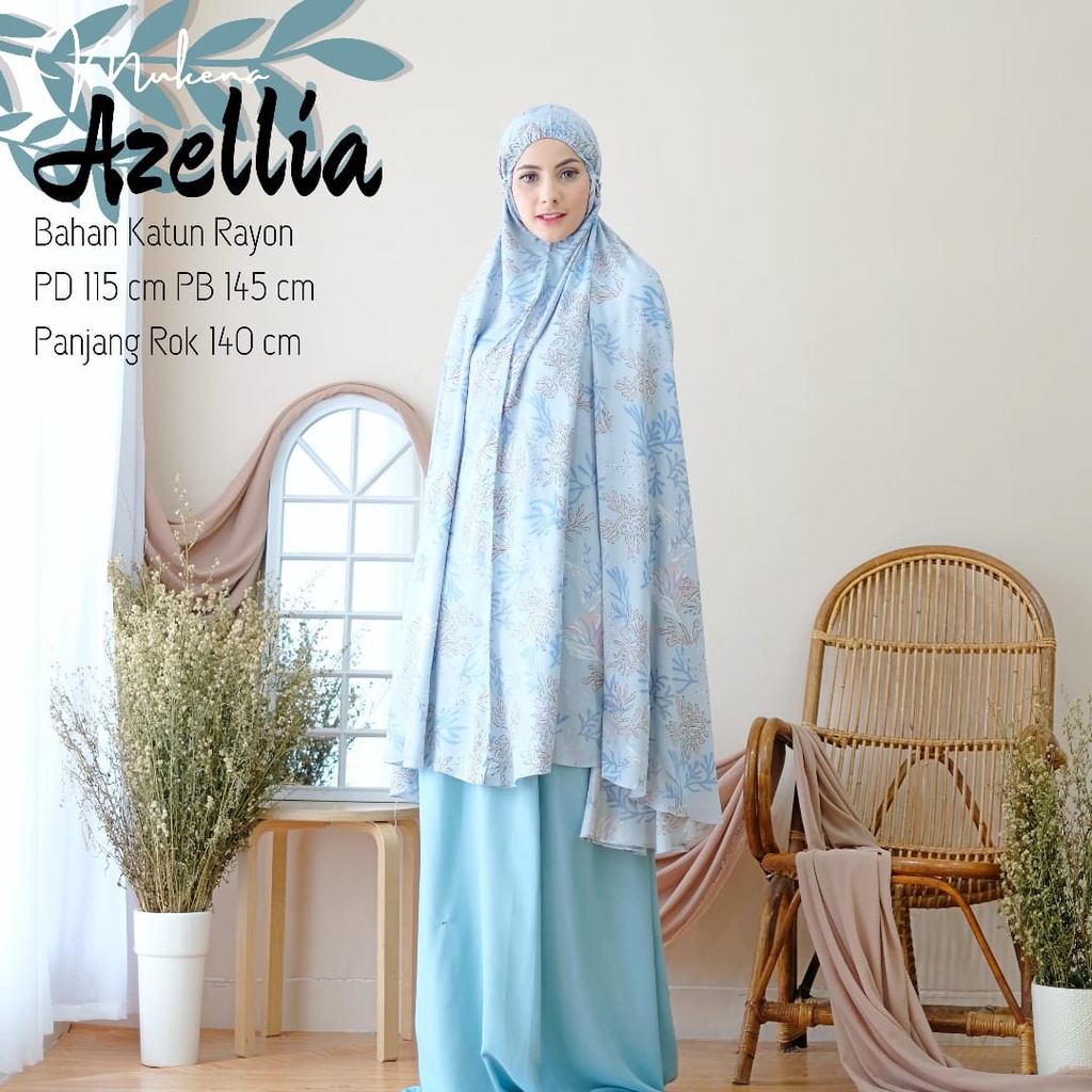 Mukena Dewasa Motif Azellia Bahan Katun Rayon Premium Adem Halus Nyaman Dipakai | Bisa cod